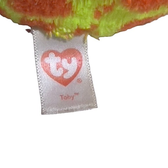 TY 2014 Beanie Ballz 5” TOBY Plush Big Sparkle Purple Eyes Giraffe Ball Toy - Picture 8 of 11